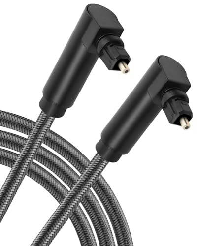 RIIEYOCA Cavo Ottico 90 Gradi Per Soundbar A TV, Doppio Spinotto Toslink Angolato Cavo Audio Ottico Digitale Per Home Cinema, Sistema Stereo (3m / 9,9ft)