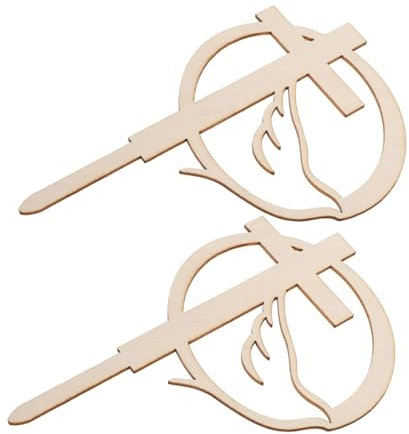 ULTECHNOVO 2 Stück Cross Dove Decoration Kreuz-Kuchen-Deckel Taufe erste Kuchendekoration kreuzen geburtstagsgeschenk taufgeschenk geburtstag cupcake dekore Kuchenverzierung hölzern Beige