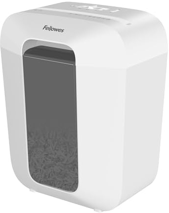 Fellowes FS-9C Aktenvernichter, Kreuzschnitt, 9 Blatt, P4, 17L Behälter, Sicherheitsschloss, zerkleinert 31 Blatt/Min, Hochsicherheit, Für Zuhause & Büro, Weiß