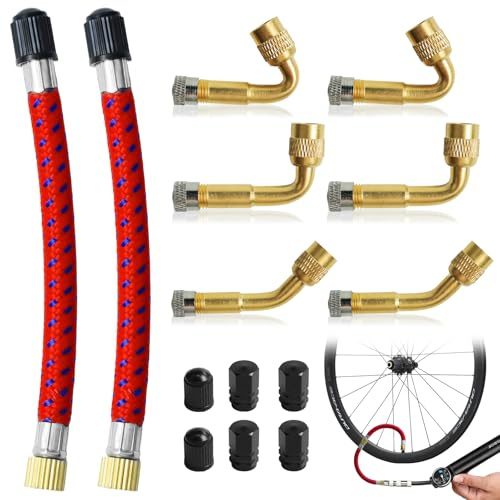6 Stück Ventilverlängerung Autoventil, Reifenventilverlängerung 45 90 135 Grad Winkelventil, Fahrrad Ventile Adapter, Ventil Adapter, Mit 2 Stück 120mm Ventilverlängerung Für Auto Motorrad Fahrrad