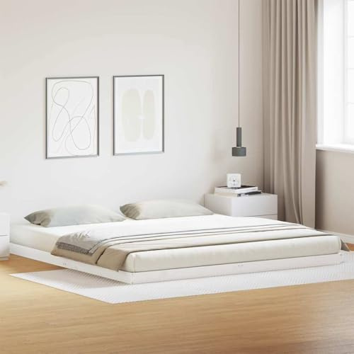Hommdiy Bodenbett Weiß 200x220 cm Massivholz Kiefer