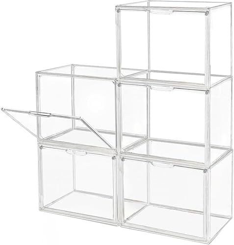 GUDEMAY Transparente stapelbare Kunststoffboxen | Magnetverschluss