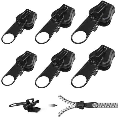 CICISTORY Reißverschluss Schieber, Kunststoffe Universell Abnehmbares Ersatz, Abnehmbare Zipper Repair Kit, Reisverschluss-reparaturset für Kleidung, Rucksack, Gepäck, Schlafsack- 6 Stück