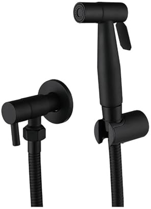 Arrosoir de bidet pour toilettes - Robinet à main brossé pour tête de pulvérisateur - Nettoyage automatique de salle de bain - Noir