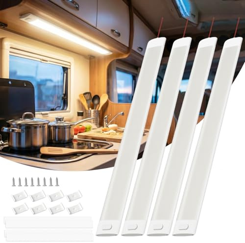 Bonlux 12V LED Lampe Wohnmobil, 12 Volt Leiste für Campingbus, 12V 120LED Streifen & Auto Innenbeleuchtung, Leuchten für Wohnmobil, Caravan, Boot, 4000K, 4 Stück