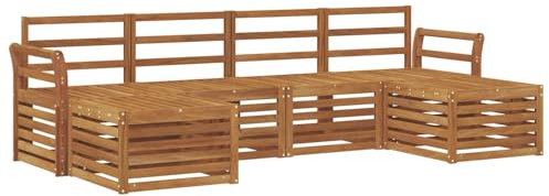 vidaXL 8-teiliges Sofaset, natürliches Akazienholz, massiv, modernes Sofa für Garten und Terrasse, modernes Set, Holzmöbel, Akazien-Kollektion