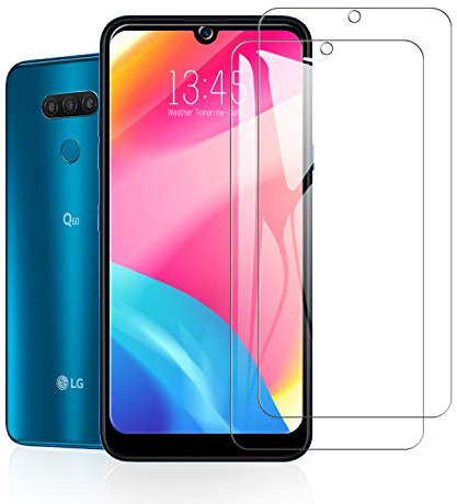 Protector de pantalla SCL compatible con LG Q60 (2 unidades), 2.5D de borde redondeado, vidrio templado 9H, antiarañazos, antihuellas, sin burbujas