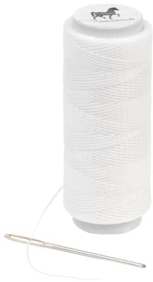 Animalon Einflechtgarn weiß | Extra robustes und strapazierfähiges Einnähgarn zum Einnähen der Mähne | Gewachstes Einflechtgarn für idealen Halt der Zöpfe mit gratis Einnähnadel