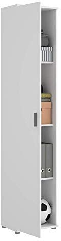 DEKIT GRUPO RIMOBEL Armario Multiusos 1 Puerta, Madera de ingeniería, Blanco, 39x190x35cm