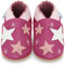Chaussures pour enfant en cuir souple – Chaussures pour bébé en cuir avec semelle en daim – Chaussures pour premiers pas, pour fille ou garçon, Étoiles roses, 18-24 mesi