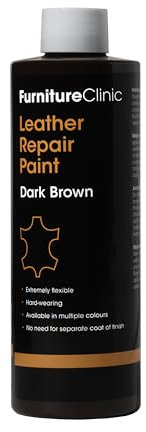 Furniture Clinic Leather Repair Paint & Dye | Self Seal Colourant for Quick and Easy Leather Repair | Suitable for Sofas, Car Seat, Shoes, Handbag, and More - Dark Brown, 250ml