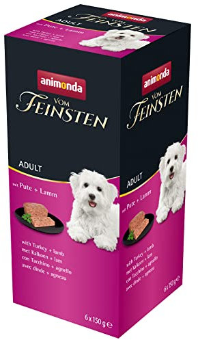 animonda vom Feinsten Hundefutter nass mit Pute + Lamm (6 x 150g), getreidefreies Hundefutter ohne Zucker, mit frischen, fleischigen Zutaten