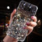 Herbests Kompatibel mit Samsung Galaxy S8 Hülle Transparent TPU Silikon Handyhülle Glänzend Glitzer Sterne Strass Diamant Clear Durchsichtige Case Tasche Klar Slim Stoßfest Schutzhülle,Schwarz