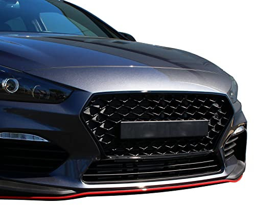 Folien Set Kühlergrill Fahrzeug Dekor Front Passgenau Selbstklebend Auto Kfz Zubehör Aufkleber D016 (3M 2080 Schwarz Glanz)