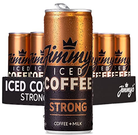 Jimmy's Iced Coffee Strong Slimcan (12 x 250ml) Mutlpack | Extra Shot Strong Espresso Flat White Flavour with Single Origin Rainforest Alliance Arabica Coffee Beans