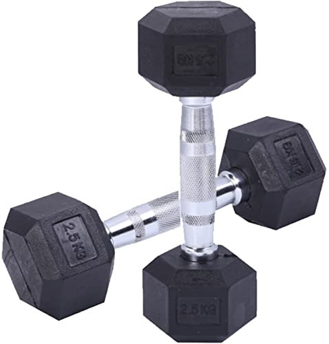 IRON FIT GEAR HEX DUMBBELLS WEIGHTS CAST IRON RUBBER 2.5KG - 22.5KG PAIRS SETS (2 x 2.5kg)