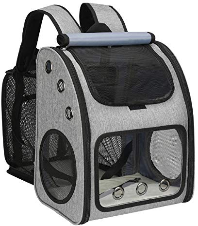 COVONO Erweiterbarer Haustier-Rucksack für Katzen, Hunde und Kleintiere, tragbare Haustier-Reisetasche, super belüftetes Design, Fluggesellschaft genehmigt, ideal für Reisen/Wandern/Camping
