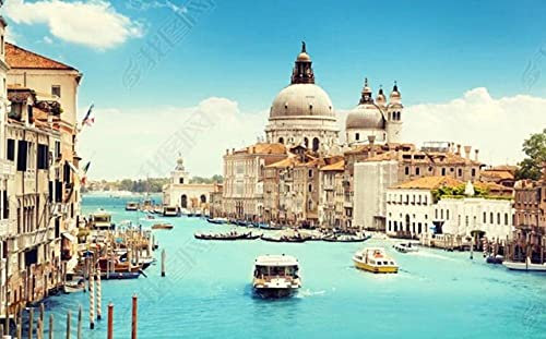 QEETapete Papier Peint Panoramique Venise Italie Papier Peint Nature Intissé Murale Chambre Salon,300x210cm