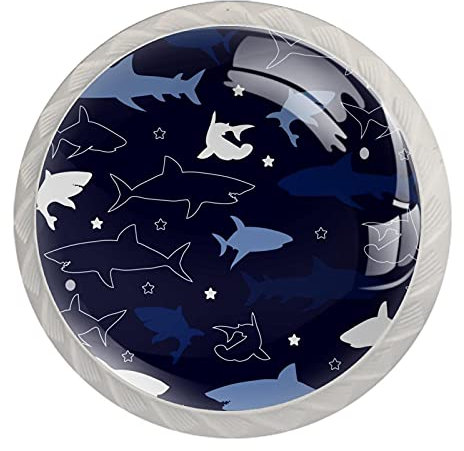 Runder Möbelknopf Marineblauer Fisch Möbelknopf Kristall Schubladengriffe Weiß Möbelgriffe Dekorative Knöpfe Modern Schrankgriffe 4 Stück 3.5×2.8CM