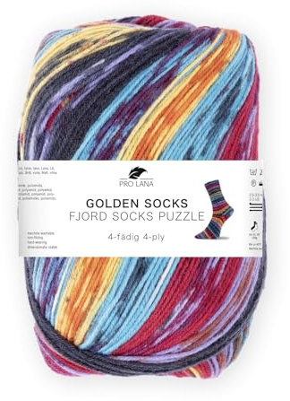 Pro Lana Fjord Socks Puzzle, 100 g/420 m, 4-fädige Sockenwolle aus 75% Schurwolle / 25% Polyamid, tolle Farben (80)