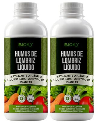 Humus de Lombriz Líquido 2L – Fertilizante Universal Muy Concentrado 5ml/L | +50% de Materia Orgánica – Abono Líquido para Plantas y Regenerador del Suelo – 100% Puro y Orgánico, Sin Residuo (2L)