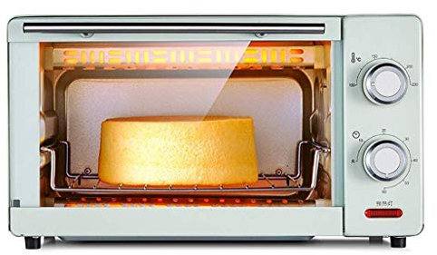 MXXHFC Mini Four électrique Multifonction Domestique 1000W 11L température contrôlable 100-230 ℃ et 60 Minutes boîte de Cuisson du Pain Porte en Verre trempé avec Accessoires (Vert)