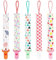Attache Sucette, FenFang Attaché Tetine pour Bebe, Lot de 5 Pièces Chaîne de Sucette Multicolore Accroche Tétine Pince à Sucette pour Bébé Garçon et Fille (Rose)