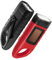 GeeRic 2-Pack Hand Crank Solar Powered LED Flashlight, Emergency Survival Flashlight with Carabiner, Black+Red