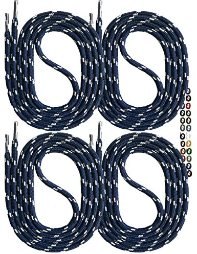 SNORS 2 PAAR Schnürsenkel rund DUNKELBLAU HELLGRAU 120cm Ø5mm, Sicherheit Senkel für Arbeitsschuhe Outdoor Outdoor - reißfest, waschbar, Schuhband