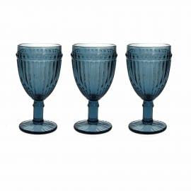 Tognana Dorico Lot de 3 verres à pied en pâte de verre bleu cc 310