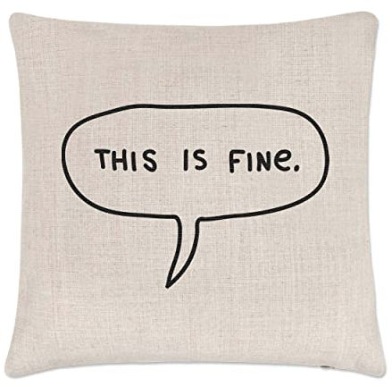 Gift Base This Is Fine Cartoon Meme Bubble Kissenbezug