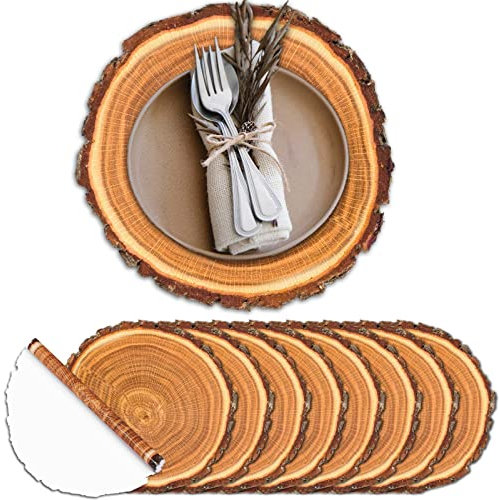 100 Feuilles de Sets de Table Papier, Napperons Ronds Vintage de 33 cm pour l'Été l'Automne la Ferme Rustique la Décoration de Table de Fête de Mariage