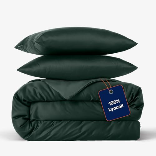 twenty:three Lyocell Bettwäsche (1x) 200x220 + (2X) 40x40 Forest Green - 100% Tencel - Gewonnen aus Eukalyptus - Hochwertig - Nachhaltig - Atmungsaktiv - Luxus - Hypoallergen
