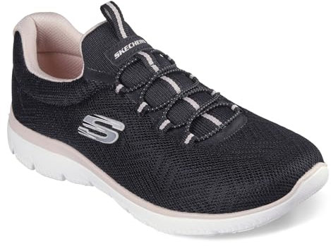 Skechers Summits Lite, Zapatillas Mujer, Black Mesh Light Pink Trim, 38.5 EU