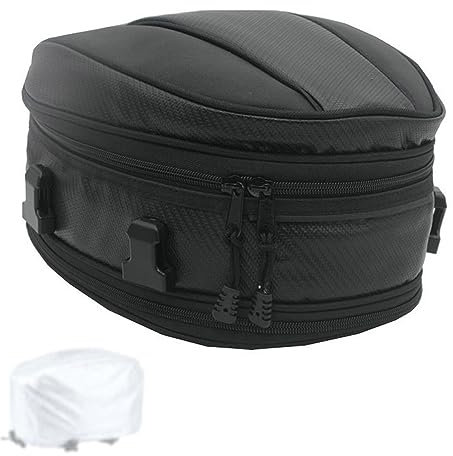 Shkalacar Sac de queue de moto, Sac de siège arrière de moto multifonctionnel Sac de rangement de bagages pour siège arrière avec sangles de montage Housse de pluie
