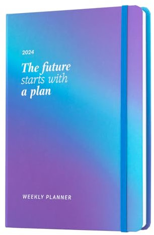 Grupo Erik: Weekly Planner 2024 Azzurro Serenità, Agenda settimanale Verticale 13 mesi, A5, 14,8 x 21 cm, Dicembre 2023 a Dicembre 2024