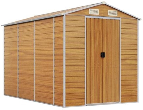 vidaXL Capanno Giardino Marrone Chiaro 191x300x198cm Acciaio Zincato