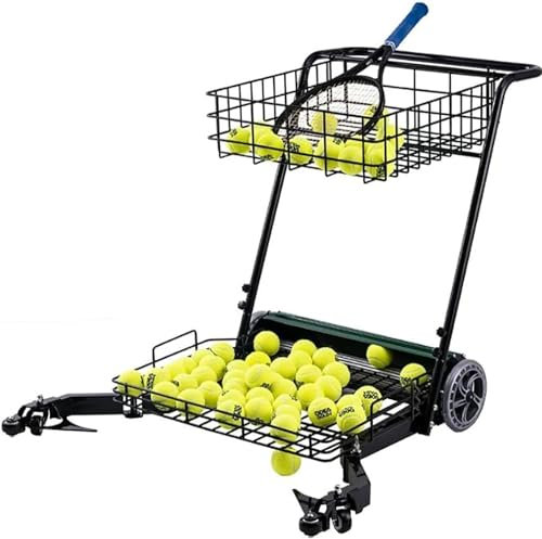 COYEUX Tennisballsammler und -Trichter, einfacher Ballsammel-Trainerwagen, sammelt 90 Bälle gleichzeitig, fasst bis zu 290 Tennisbälle, für Verschiedene Tennisplätze