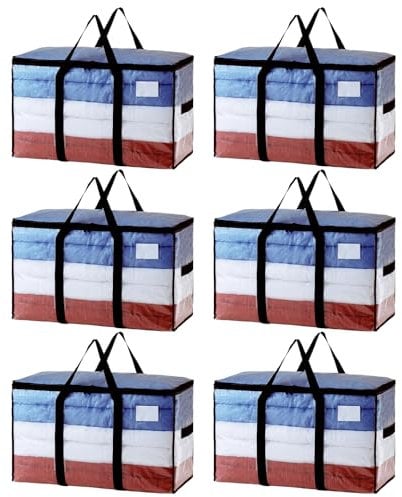 TAILI Extra Large Moving Bags, 6 Pack Clear Heavy Duty Totes, Wrap Around Handles,Storage Bags for Clothes Bedding Camping Space Saving,Alternative to Moving Boxes