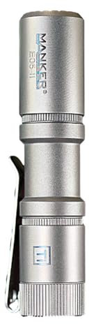 Manker E05 II (Titanium Alloy-Bead Blasted, Cool White Version, 6500K) Compact EDC Flashlight, High Density LED 1300 Lumens, 14500 or AA Battery, IPX8 Waterproof (Excluded Battery)