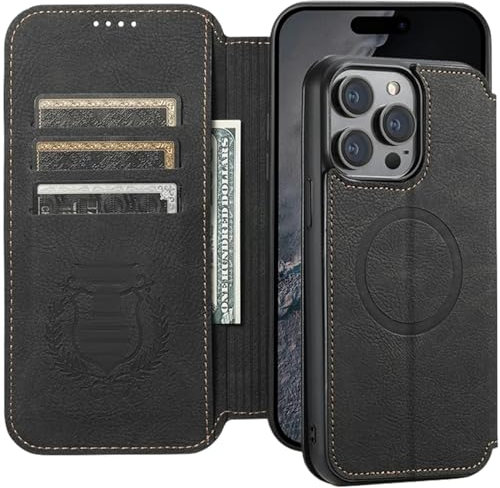 CBLdF iPhone Hülle Telefonhülle Für Telefon 12 13 14 15 Flip Wallet Card Holder-Iphone13Promax-Schwarz