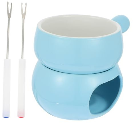 OUNONA 1set Chocolate Fondue Set Ceramic Melting Pot for Cheese and Ice Cream Stain Resistant and Easy to Clean for Parties and Gatherings Includes Forks and Stand
