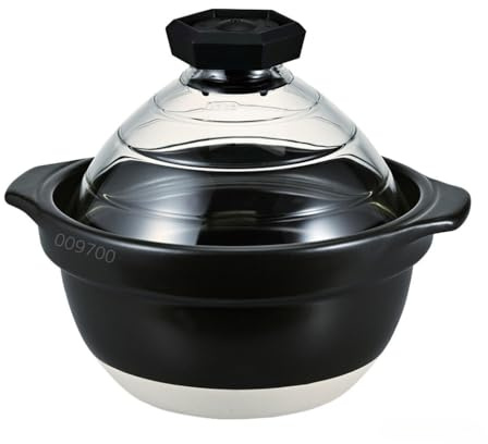 HARIO GNR-200-B-W Rice Pot with Glass Lid, Visible Contents, Heat Resistant Glass, Gift, Made in Japan