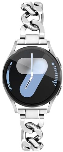 Ocaer Kompatibel mit Samsung Galaxy Watch 7/6/5/4/FE Armband 40mm 44mm/Watch 6 Classic 43mm 47mm/Watch 5pro 45mm, Metall 20mm Armband für Samsung Watch 4 Classic 42mm 46mm/Active 2, Damen (Silber)