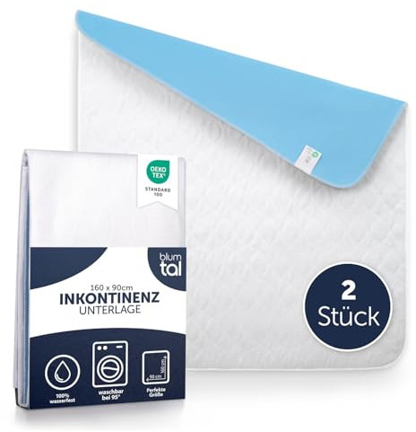 Blumtal Traversa Impermeabile Letto Singolo, Coprimaterasso Impermeabile, Tela Cerata Lettino Bambini, Telacerata Anziani, Copriletto Impermeabile Assorbente, 160x90cm (2 pezzi)