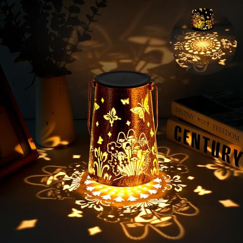 GIACOMO Lanterna Solare da Esterno, Metallo Lanterne da Esterno IP65 Impermeabile, Retro Lampada Solare da Giardino per Terrazza, Patio, Giardino, Festa Decorazione (Farfalla)