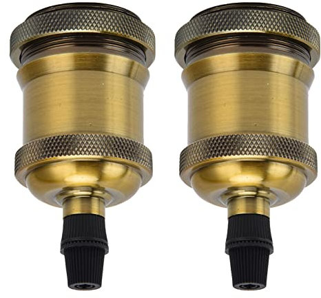 E26-Lampenfassung, 2 Stück, Solide Lampenfassung, E26/E27, Vintage-Aluminium-Lampe, Industrielle Pendelleuchte, Fassung für DIY-Pendelleuchte, Lampenfassungen (Gelbbronze)