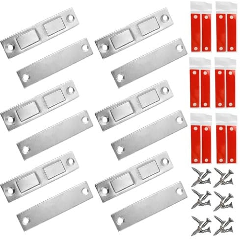 Magnetic Door Catch 6 Pack Long Cupboard Door Magnets for Cupboard Doors Strips, Cupboard Door Magnets, Door Magnets for Cabinets - for Wardrobe Slim Double Magnetic Catch