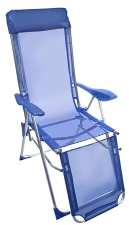 HERSIG - Silla Tumbona Plegable - Sillones Jardin Exterior - Sillas Tumbonas - Tumbonas Jardin con Reposapies - Exterior Terraza, Camping, Piscina - Ligera y Resistente - Azul