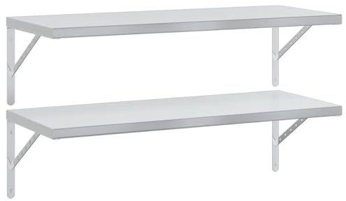 vidaXL Wandregale 2 STK. 100x40 cm Silbern Edelstahl
